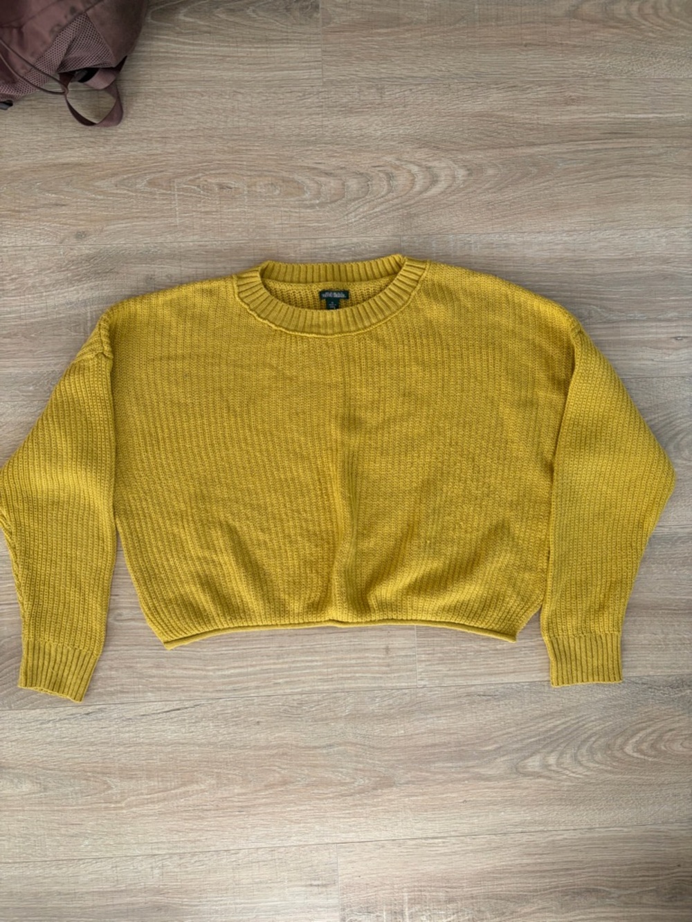 wild fable Mustard Yellow Cropped Crewneck Sweater
